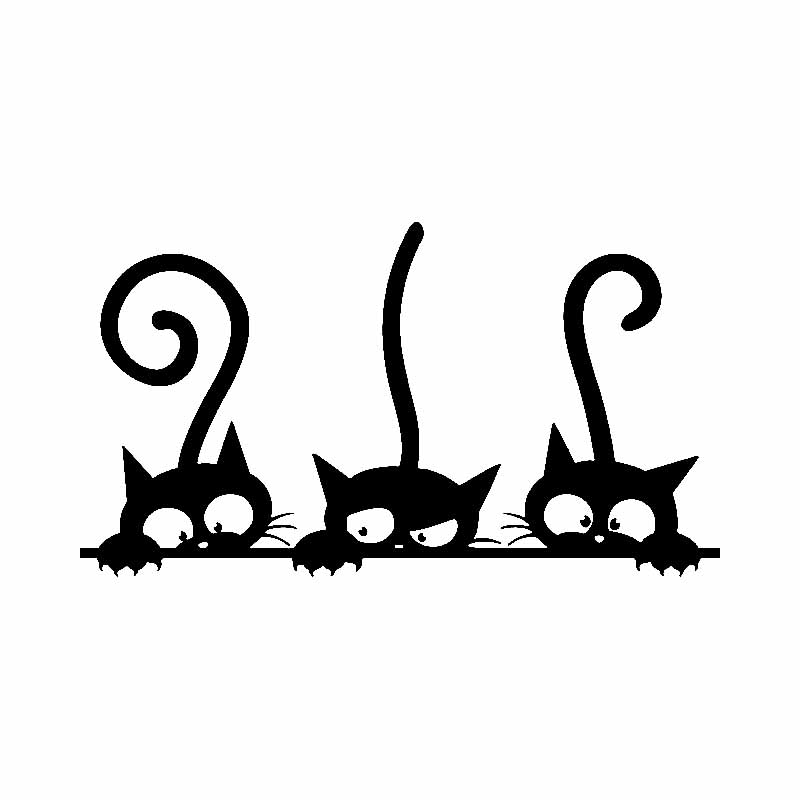Cute Cat Family Car Sticker High Quality Fashion Car Window Decoration Personality Waterproof Decal Black/white, 15cm*8cm-image-687015808