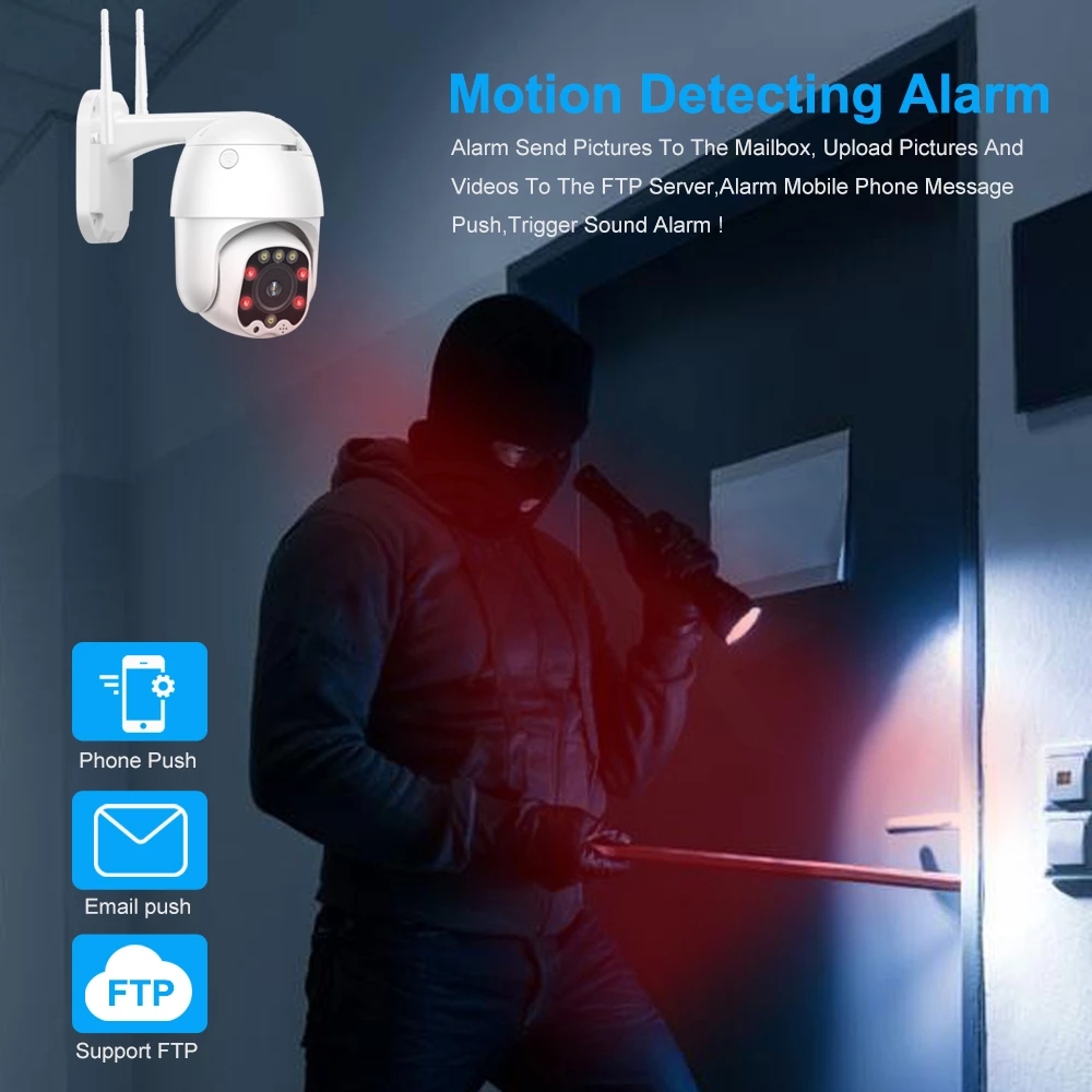 

PTZ Speed Dome WIFI IP Camera 1080P 5MP Outdoor 5X Zoom Wireless 8pcs Led IR 30m Two Way Audio CCTV Surveillance Camhiapp