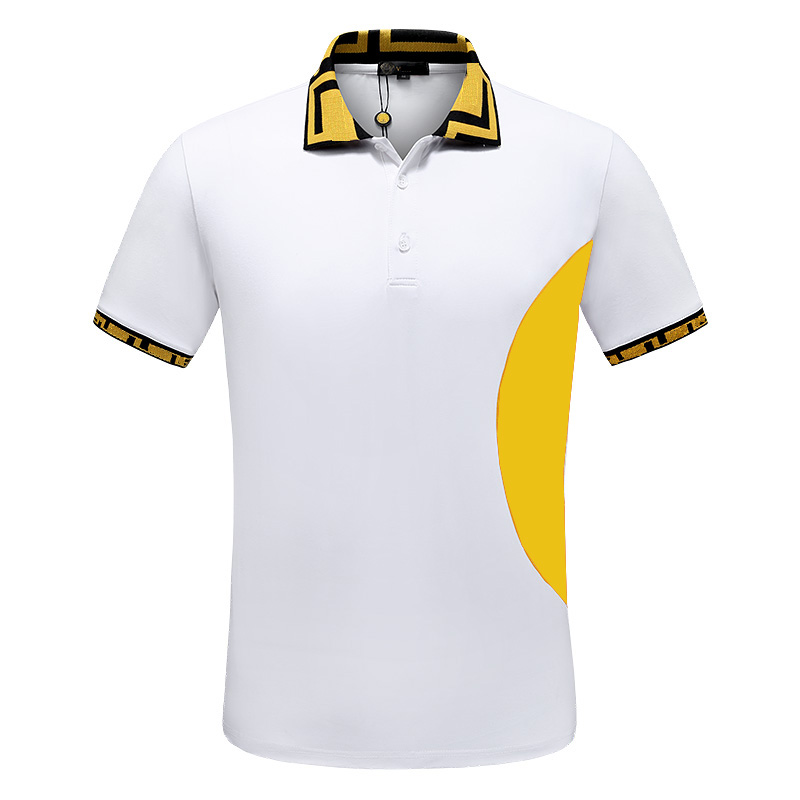 

Men's Polos Classic Letter and Striped Pattern Mens Fashion Tops Polo Shirt Contrast Color Casual Short Sleeve Men Tees, White;black