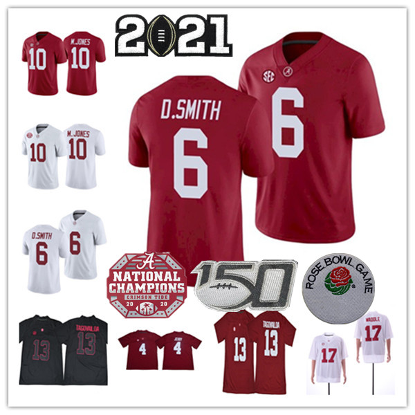 

2021 Alabama Crimson Tide Football Champions Jersey Tua Tagovailoa Najee Harris DeVonta Smith Mac Jones Jerry Jeudy Hurts Harris Rose Bowl, Black