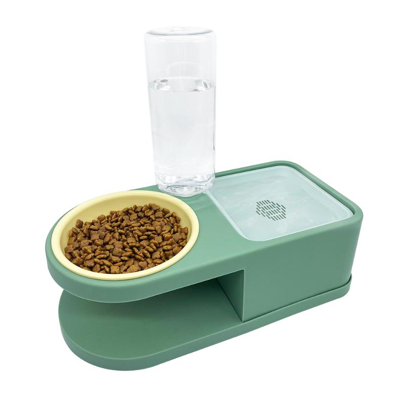 

Cat Bowls & Feeders Raised Food Bowl, Marchul Refill Water Elevated Double Dishes With Automatic Dispenser Bottle