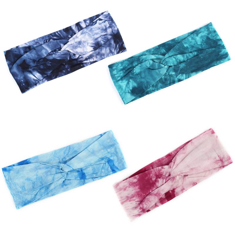 

Hair Accessories Women Knotted Headband Hairband Fitness Sweat Bands Elastic Tie Dye Color Yoga Lady Sport Hairtie