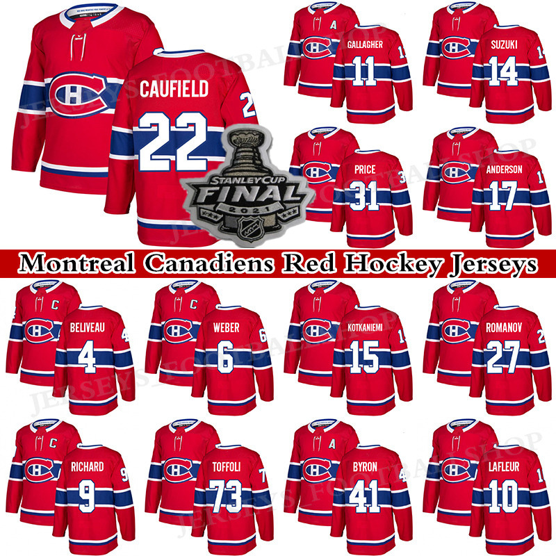 

Montreal Canadiens Jersey 22 Cole Caufield 14 Nick Suzuki 31 Carey Price 73 Tyler Toffoli 11 Brendan Gallagher 27 Romanov Red hockey jerseys, Red mens