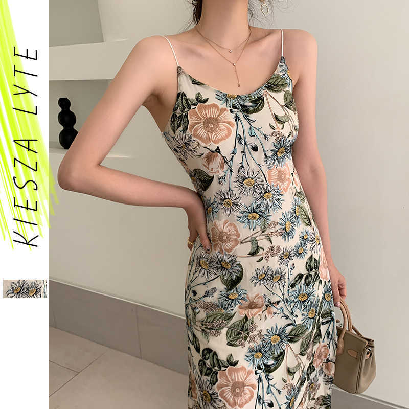 

Vintage Summer Dress Bodycon Spaghetti Strap Side Slit Sexy & Club Night Party Dresses Luxury Wommen Clothes High Quality 210608, Printing