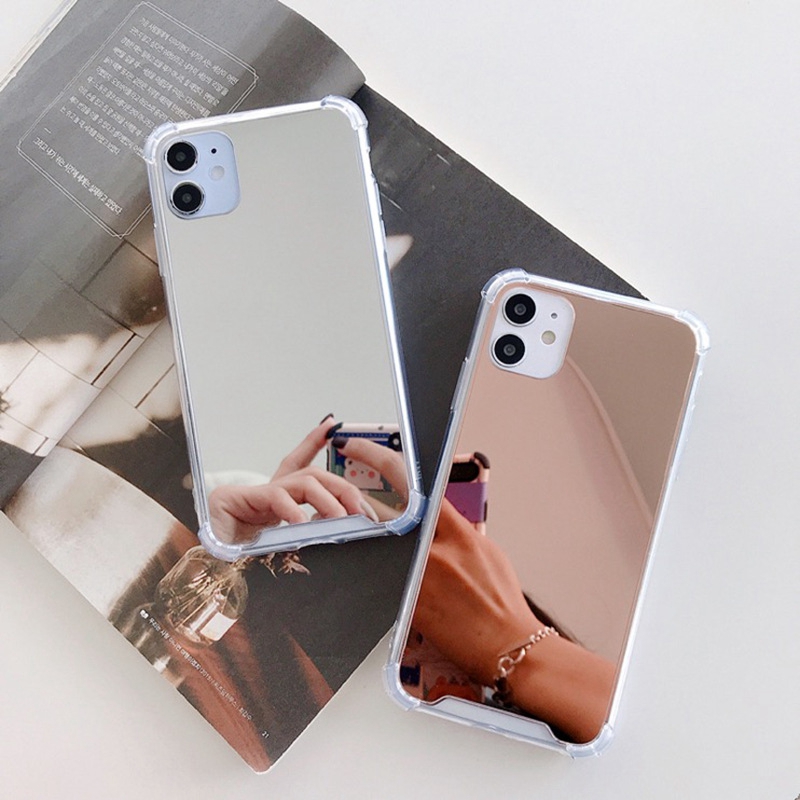 

Girls Women Cute Shockproof TPU PC Mirror Mobile Phone Cases For iPhone 13 12 11 Pro X XR XS Max Four Corners Protective Anti-Shock Dirt-res