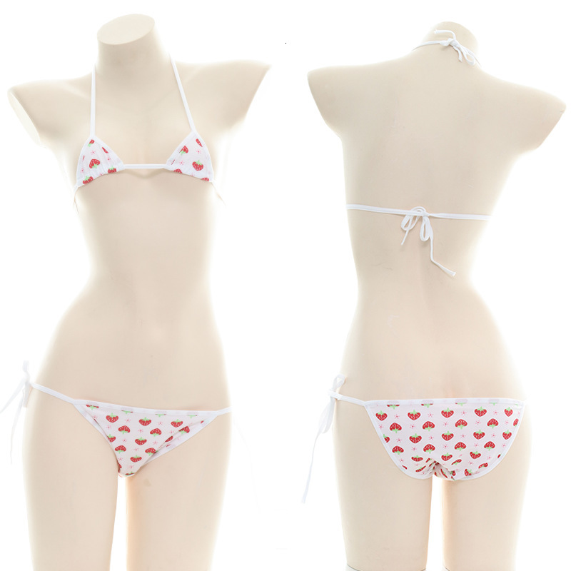 Up Mini Bikini Lace 3-point Strawberry Soft Girl Fat Sub Split Dead Pool Spring Swimsuit-image-678303294