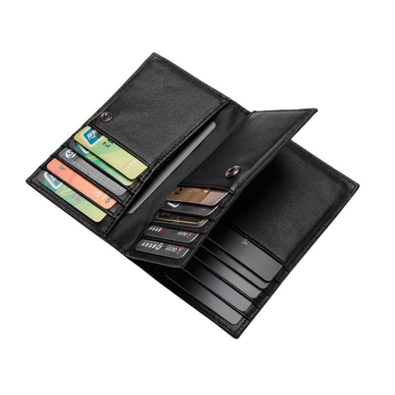 

Sheepskin Woven Card Bag Ladies Multi Female Long Men Leather Ultra-thin Large Capacity Credit Ultra Thin Wallet Wallets, Red;black
