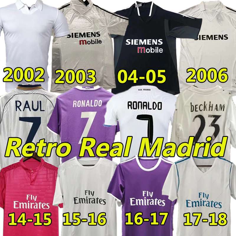 

Real 16 17 Retro Soccer Jerseys 2002 Beckham ZIDANE RAUL REDONDO GUTI Ramos McManaman 1996 97 98 2003 04 05 06 12 13 14 15 18 Vintage Football Shirts, Huangma 2003 home