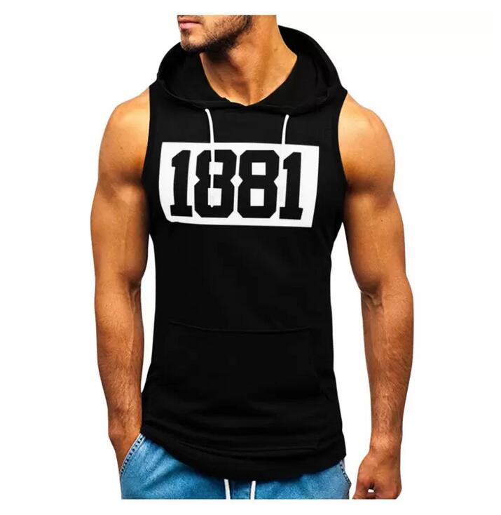 

Mens T Shirt Fitness Muscle Shirt Sleeveless Hoodie Top Bodybuilding Gym Tops Vest Workout T-shirt Pocket Tight, Ag
