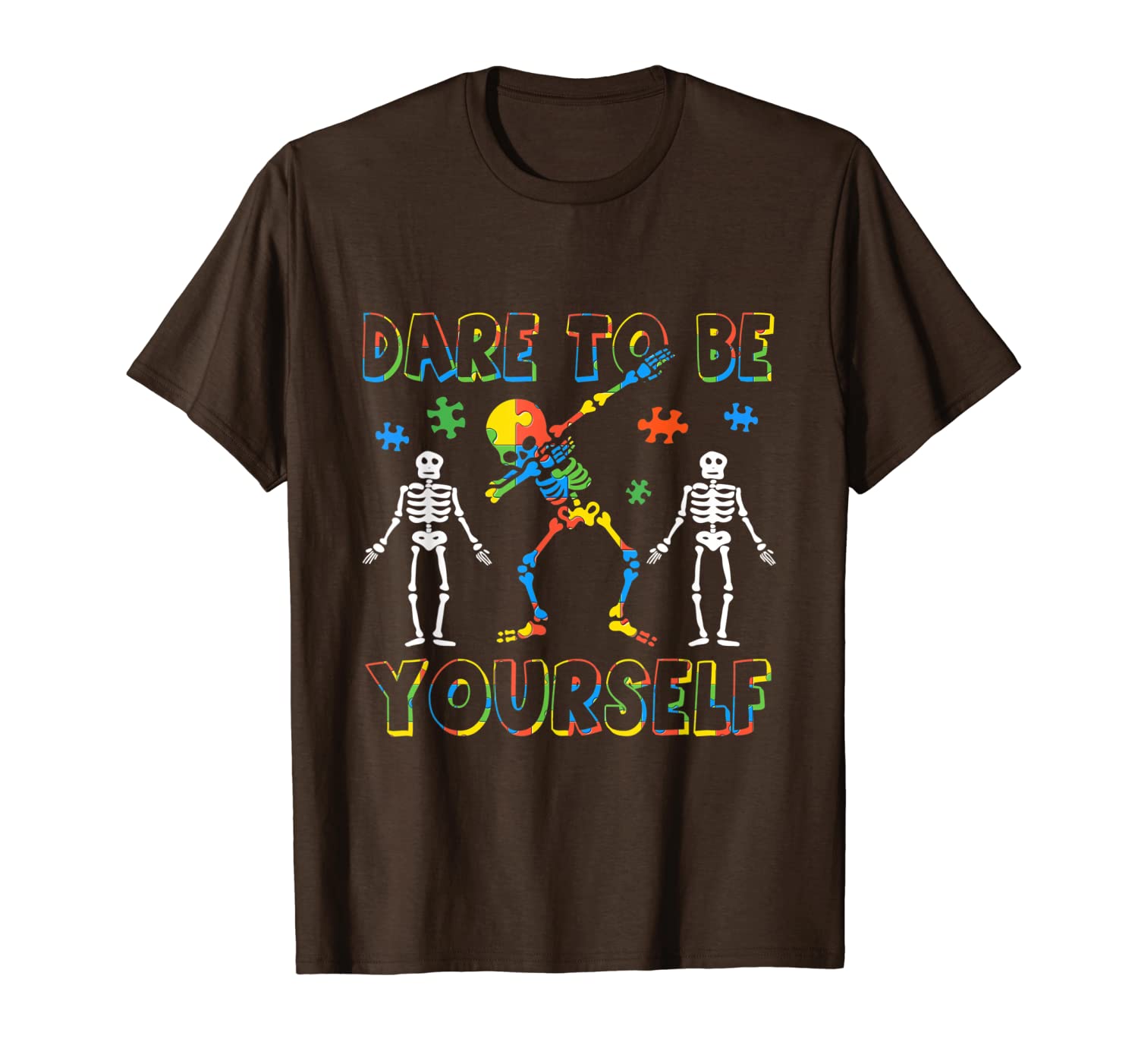 

sleketon dab autism awareness tshirt dare to be yourself tee, White;black
