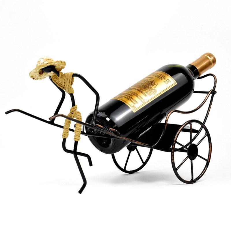 

Ice Buckets And Coolers Chinese Style Bar Accessories Creative Human Rickshaw Holders Wine Rack Retro Wrought Iron Bottle Holder Home Decora