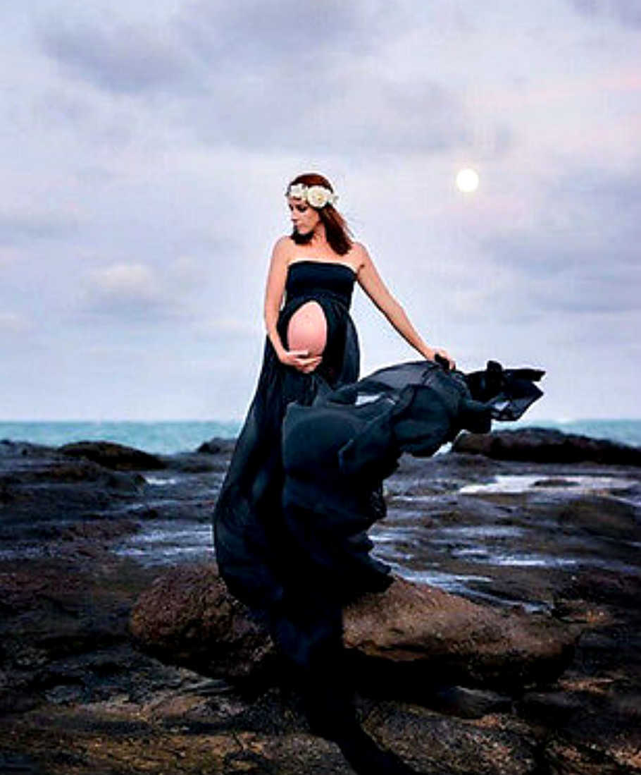 

Hot Summer Pregnant Women Photography Props Dresses Off Shoulde premama Dress Maternity Clothings maternity baby shower dresses Y0924