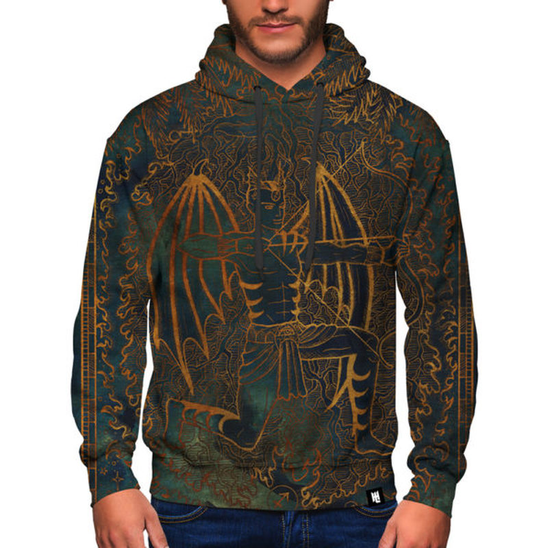 

Sagittarius Design Pattern Men s 3D Printing Hoodie Visual Impact Party Top Punk Gothic Round Neck High Quality American Sweatshirt, Black
