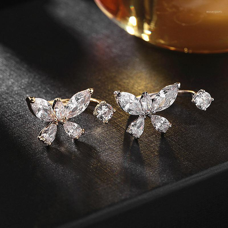 

Wedding Rings Cute Female White Crystal Stone Ring Charm Gold Silver Color For Women Dainty Butterfly Adjustable Engagement1