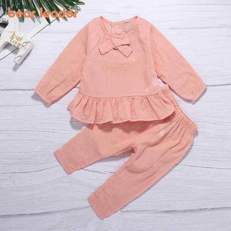 

Bear Leader Baby Girls Casual Spring Clothes Fashion Autumn Infant Baby Ruffles Tops And Pants Outfits Toddler Clothing For 0-2Y 210708, Ah5764pink
