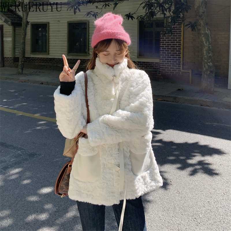 

WERUERUYU Fashion streetwear long coat female plush Pink casual autumn outerwear Warm winter coat women 210608, Photo color