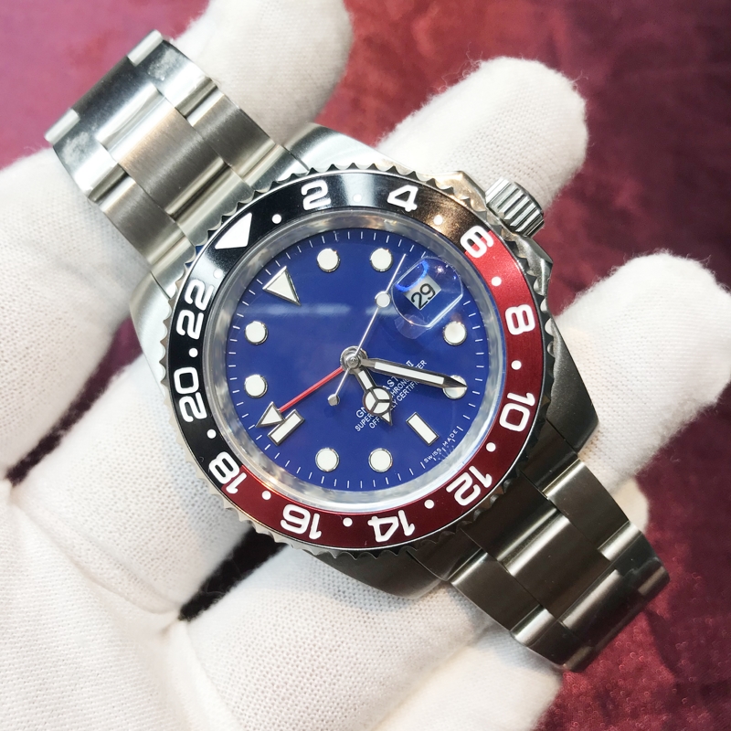 

Men Watches 2813 black and red Ceramic bezel sapphire glass 904L stainless steel Luminous Mechanical waterproof wristwatches AAA+, Box