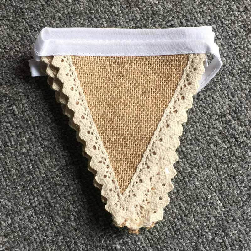 

Party Decoration Lace Bunting Pennant Shabby Chic Wedding Triangular Jute Flags Pography Props Burlap Banner Supplies DIY Home Decor