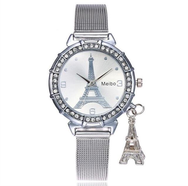 

Wristwatches Fashion Gold & Silver Stainless Steel Band Quartz Wtach Luxury Women Rhinestone Watches Valentine