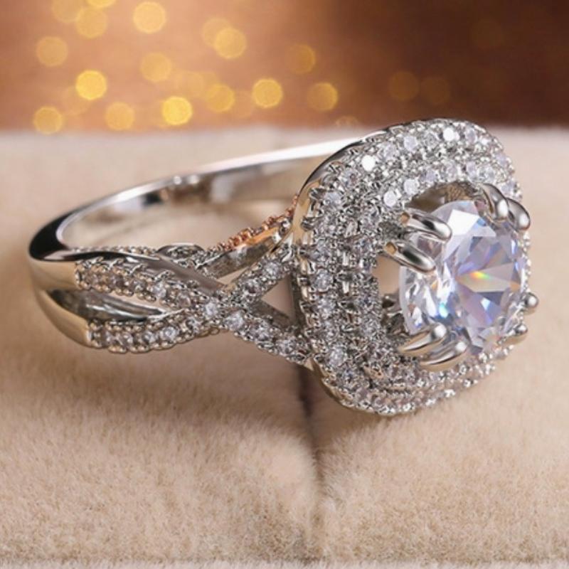 

Wedding Rings CAOSHI Luxury Engagement For Women Two Tone Design Micro Paved Shine Cubic Zirconia Trendy Bridal Jewelry Gifts