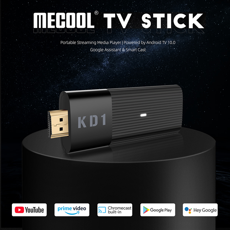

Mecool KD1 TV Stick Amlogic S905Y2 Box AndroidTV 10 2GB 16GB Support Google Certified Voice 4K 2.4G 5G WiFi BT Dongle