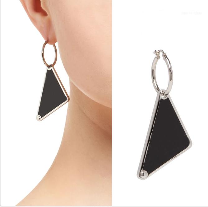 

European And American Black Triangle Ladies Earrings Fashion Charm Geometric Pendant Dangle & Chandelier, Silver