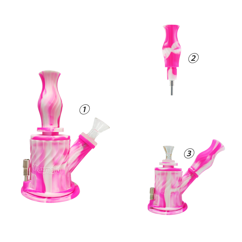 

Waxmaid retail 7 inches silicone bongs hookah Multi Function 3 in 1 Honeycomb water pipe dab rigs comes with a Nectar Collector ship from CA warehouse