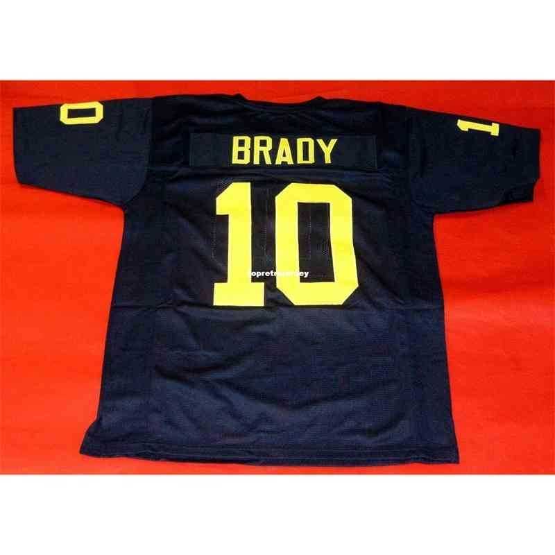 

Cheap retro #10 TOM BRADY CUSTOM MICHIGAN WOLVERINES JERSEY BULE Mens Stitching College Size S-5XL Football jerseys Ncaa, Black