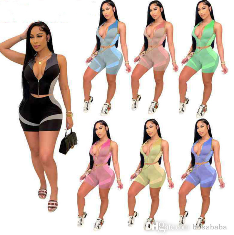 

Women Tracksuit 2 Piece Set Summer Shorts Yoga Pants Outfits Designer Casual Clothing Suspenders Tops Suit, Mix colors or leave a message