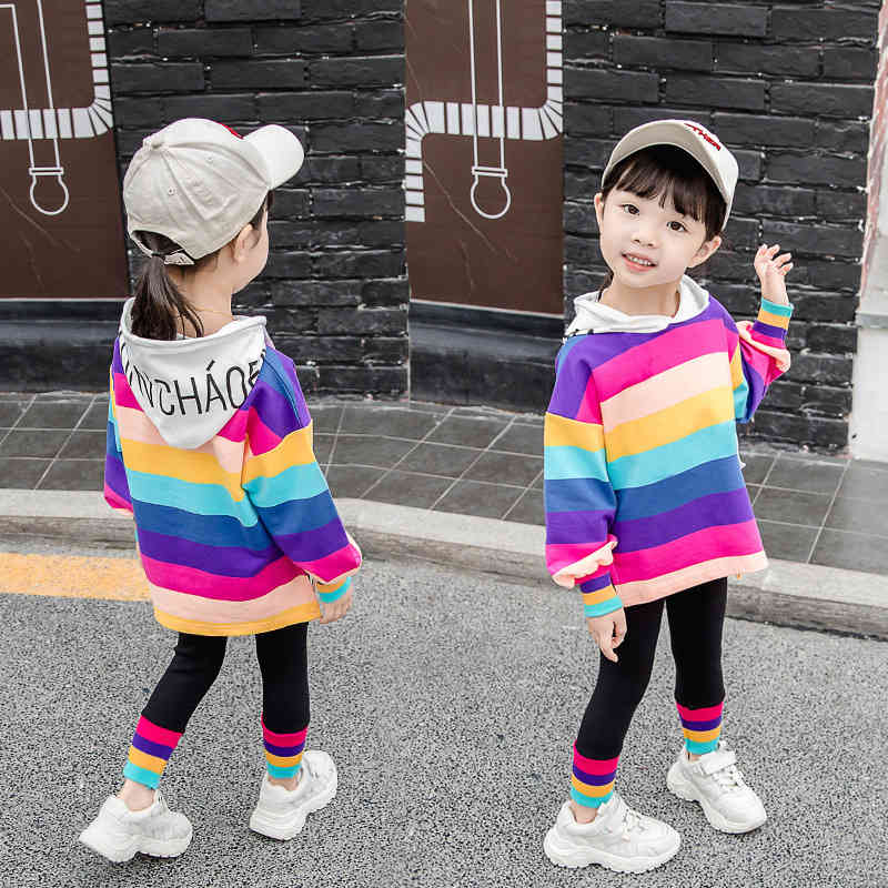 

Baby Girl Clothes Designer Toddler Girls Rainbow Outfit Kids Clothing Sets Teen Egirl 2PCS Tshirt+Pants Set Long Sleeve New C0225, Bw154-red