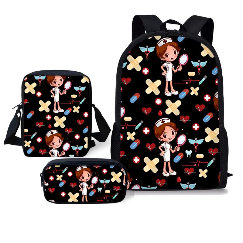 

School Bags S 3PCS Sets Cute Pattern 3D Printing Boys Girl Student Backpack Book Pencil Mochia Escolar Dropship