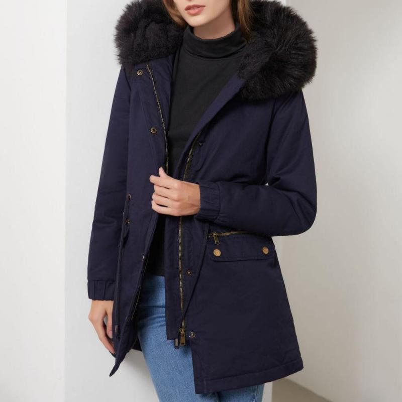 

Women's Trench Coats Hoodie Parkas 2021 Winter Hooded Thick Overcoat Furry Mid-Length Single-breasted Plush Velvet Jacket Coat, Tan;black