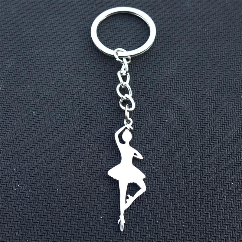 

Keychains Ballet Girl Keyring Stainless Steel Dance Lady Cute Jewelry Gift For Women Girls, Silver