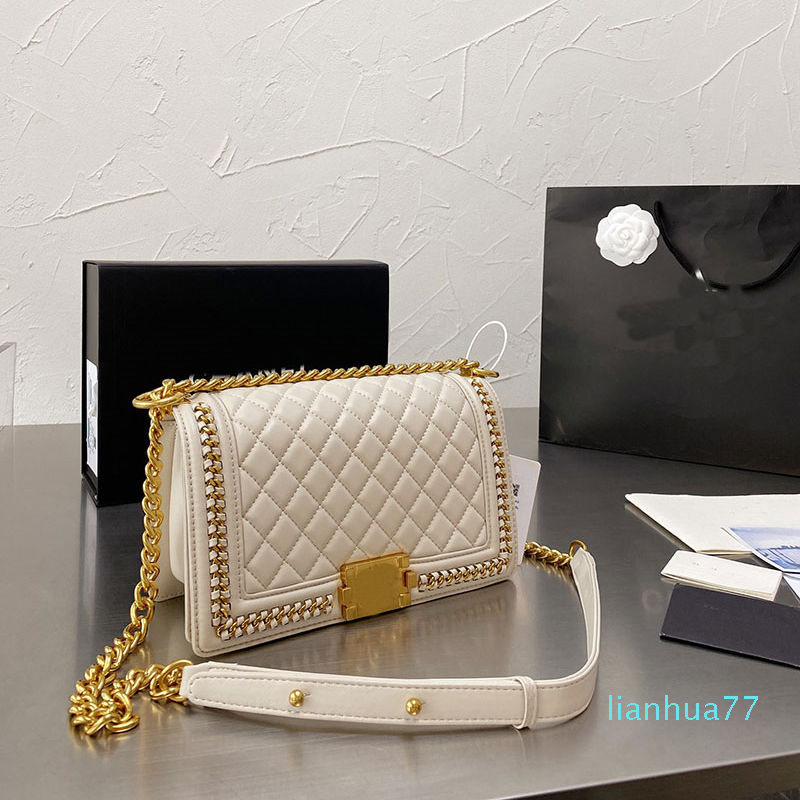 

Designer- Women bags Lingge chain bag trendy women's messenger shoulder portable small bag, White