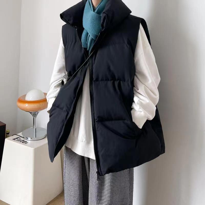 

Men's Vests Winter Thick Vest Men Warm Fashion Casual Multi-color Coat Loose Sleeveless Jacket Mens Stand-up Collar Down -3XL, Black