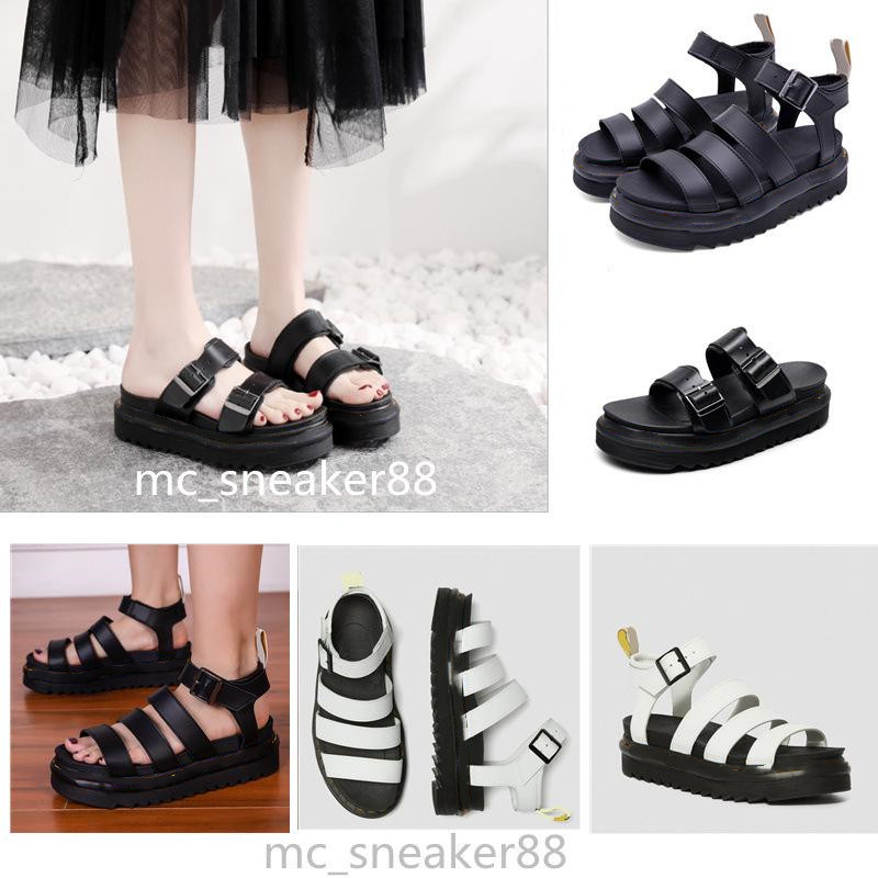 

2021 Summer style Casual Martens slippers women thick-soled Martin Cross straps female leather Roman sandals platform slipper size -40, Martin sandals