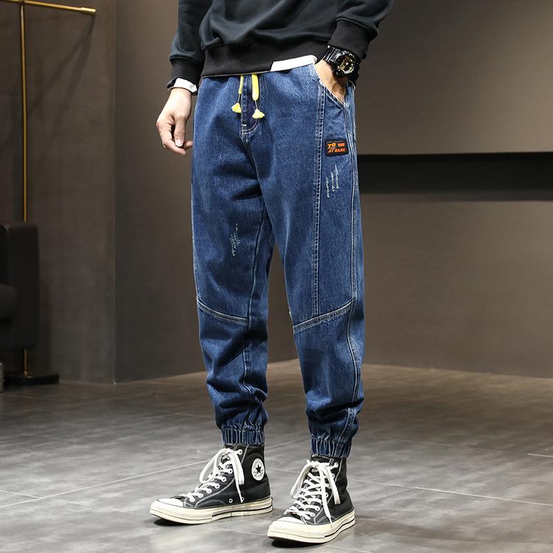 

Men's Jeans 2021 Men Breathable High Quality Fashion Pants Warm Solid Straight Print Mid Waist Button Trousers S-5XL, Blue