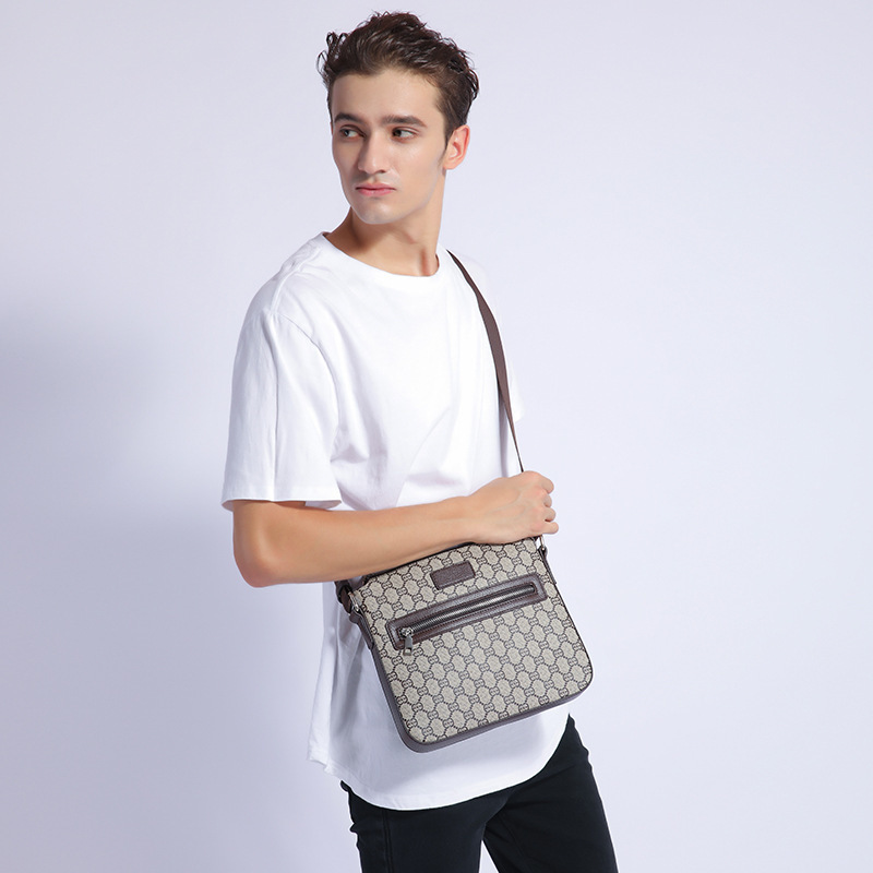 

Men's business casual bag single shoulder large capacity printed diagonal s Purse sale, Black