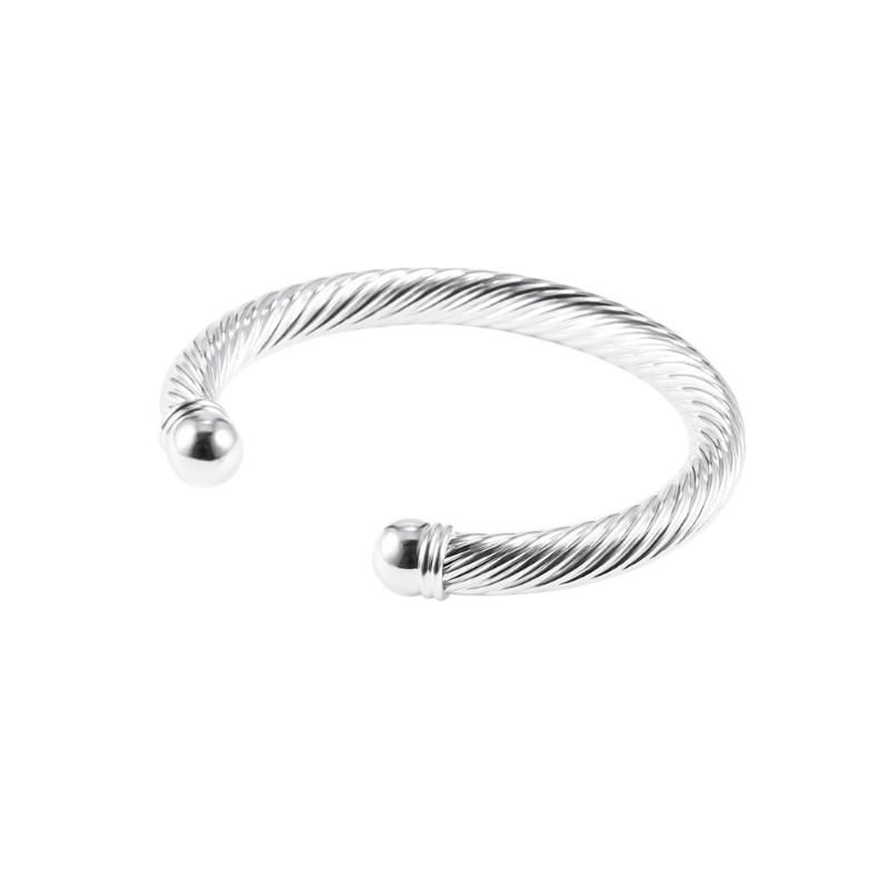 

Bangle Fashion Simple Men Women Cool Silver Plated Twisted Round Cuff Party Casual Jewelry 2021 Opened Hand Bracelet