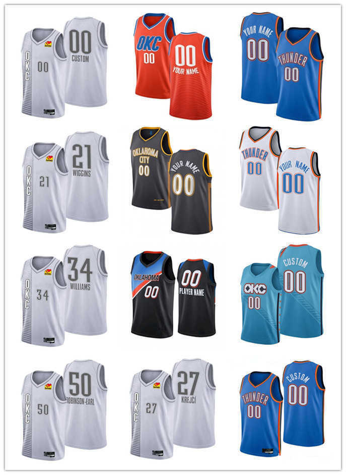 

75th Custom men women 21 Aaron Wiggins 34 Kenrich Williams 27 Vit Krejci 50 Jeremiah Robinson-Earl Oklahoma''City''Thunder''Basketball Jerseys, Color