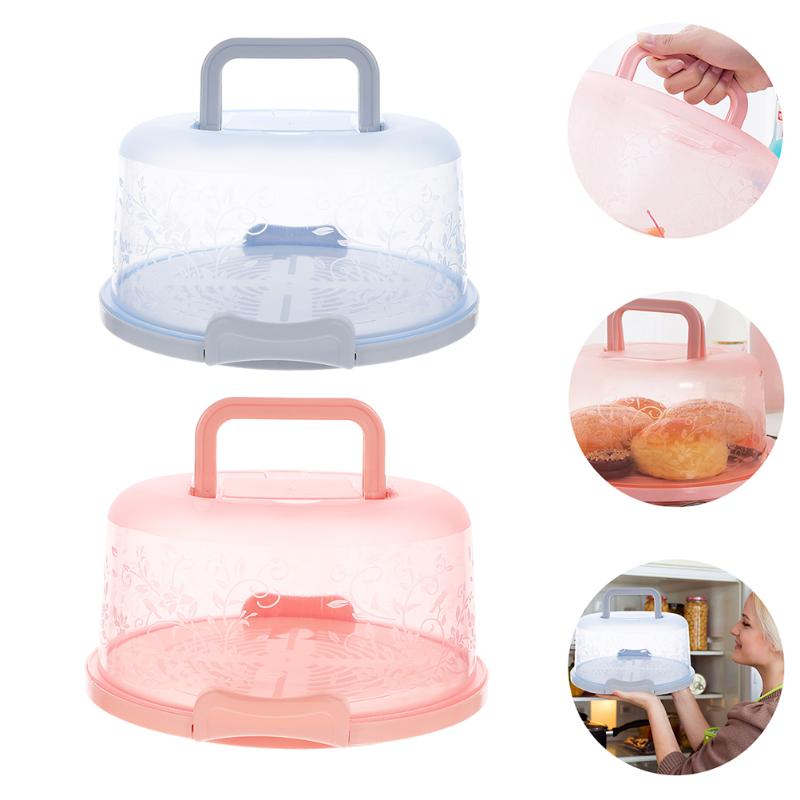 

Gift Wrap 2pcs Practical Handheld Cake Cases Transparent Containers (Pink, Blue)