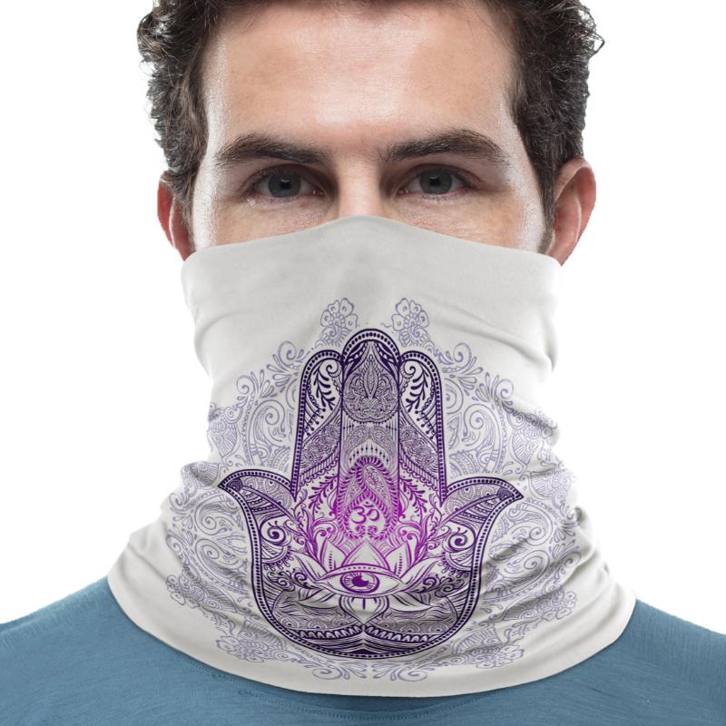 

Scarves Purple Hand Flowers Eyes White Pattern Neck Gaiter Magic Scarf Mens Ladies Rectangular Hijab Custom
