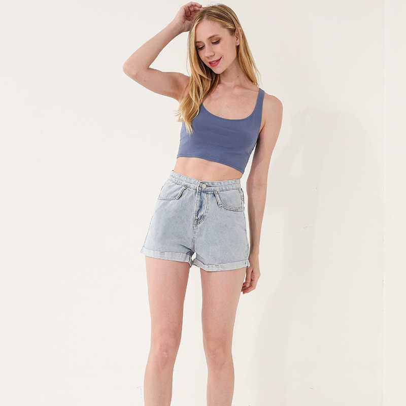

Summer Vintage White Women Crop Tops Solid Color Back Bandage Korean Streetwear Lady Basic Tank W804 210526, Blue