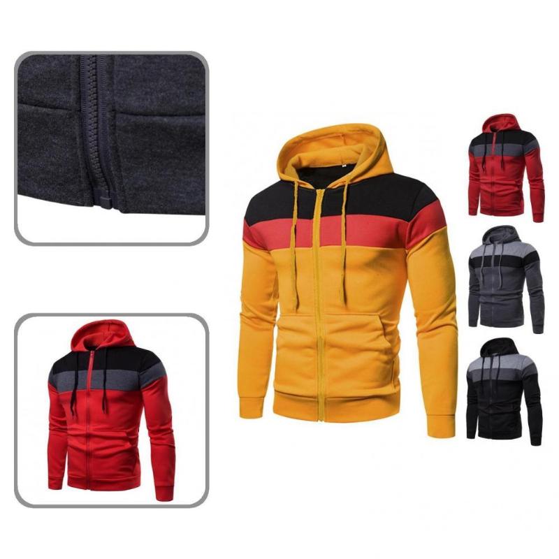 

Men's Sweaters Men Coat Big Pockets Elastic Cuff Bright Leisure Long Sleeve Hoodie For Work, White;black