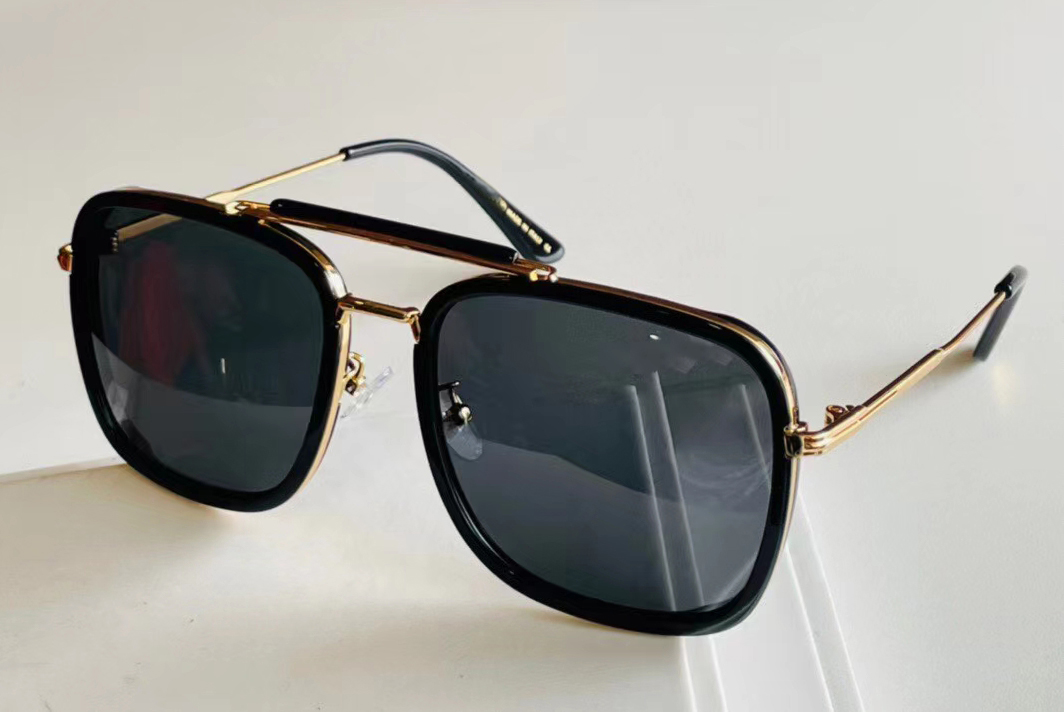 

Men Square Sunglasses ft0665 Gold Black Grey Lens Mens Fashion Sun Glasses with box