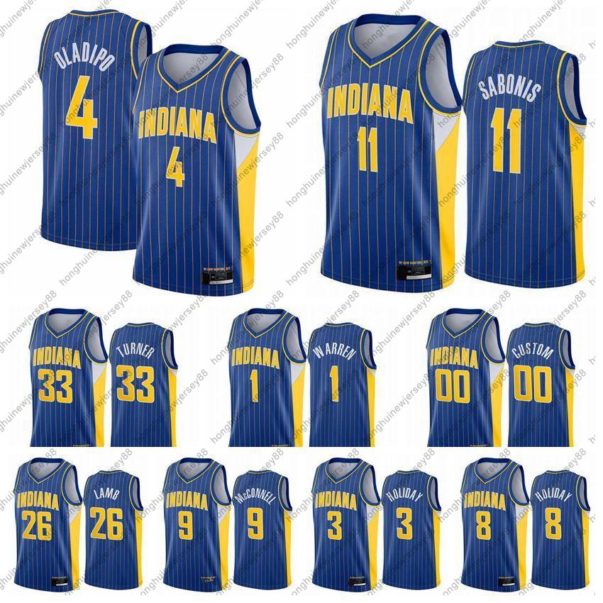 

NCAA Men Victor 4 Oladipo Domantas 11 Sabonis Myles 33 Turner 2020/21 Swingman City Basketball Jersey Blue Icon Edition, Color9