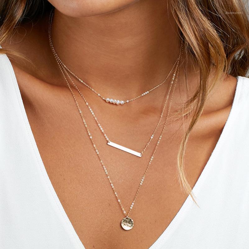 

Minimalist Design Stainless Steel Necklace Set For Women Gold Color Pearl Bar Chain Jewelry Birthday Party Gift Chains