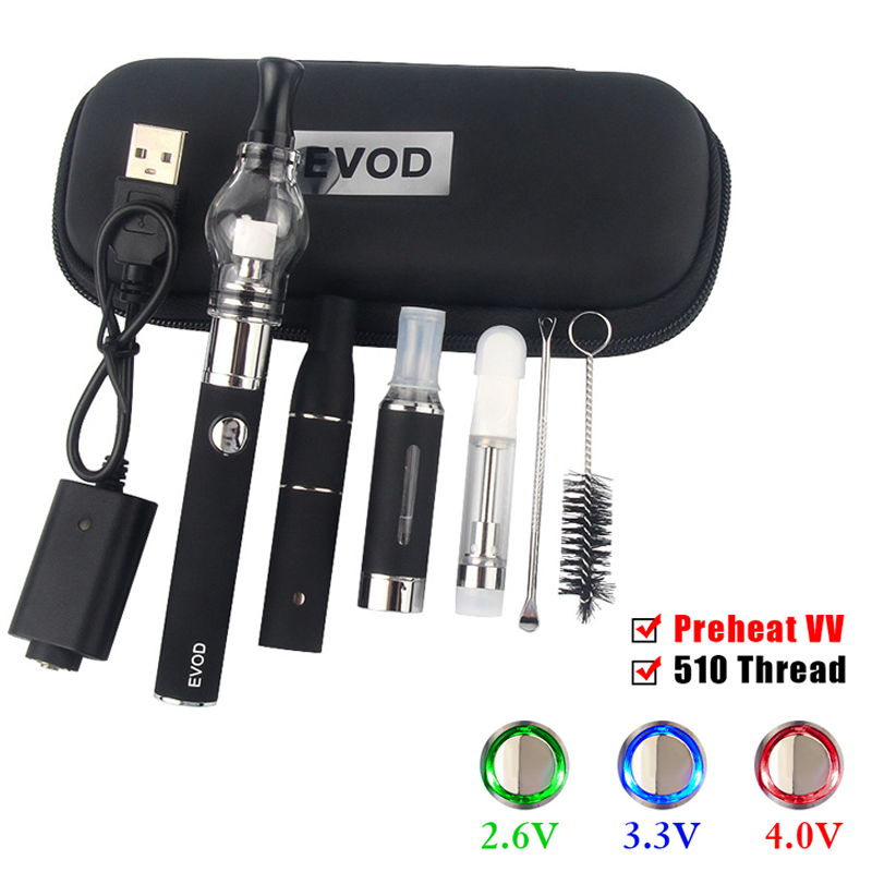 

510 Thread Variable Voltage Adjust Battery EVOD 4in1 Kit Vaporizer Pen 650 900 1100 mAh Dab Oil Carts Dry Herb Vapes Wax, Multi