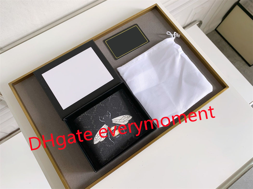 

High quality pure cowhide super SSS wallet luxury designer men's and women's Wallet Tiger bee Money Clips Coin Bags passport bag card dustproof cloth With box