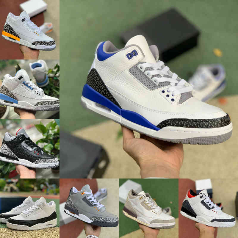 

Top Quality Racer Blue 3 3S Basketball Shoes Mens Cool Grey A Ma Maniere UNC Fragment JORDÁN 3 Knicks FREE THROW LINE Denim Red Black Cement